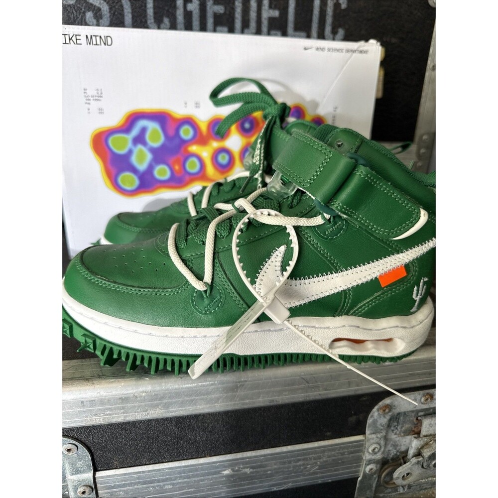 SIZE 5Y 6.5 Women’s Nike Air Force 1 Mid Off-White Green White BRAND NEW No Box